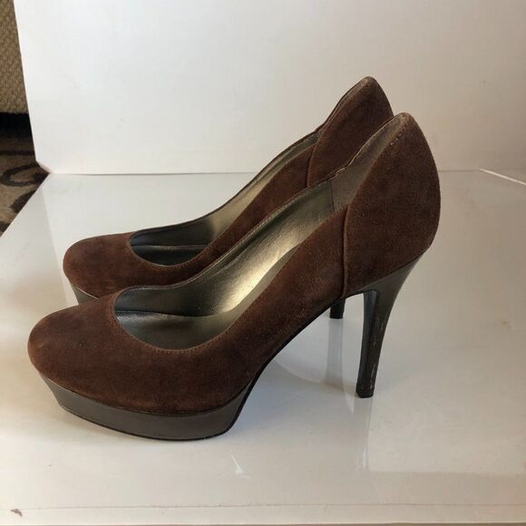 Guess Shirah Women's Brown Suede Heels Platform Pumps Size 7.5 - Picture 3 of 6